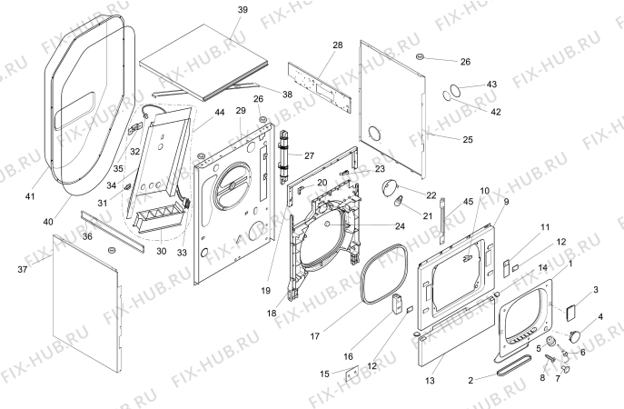 Взрыв-схема стиральной машины Electrolux TASL5M100RE - Схема узла Housing 001